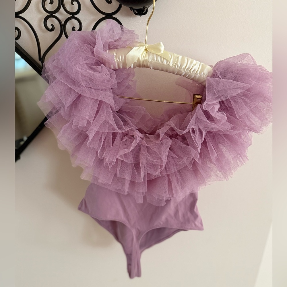 Free People Big Love Lilac Tulle bodysuit NWOT - Picture 2 of 3